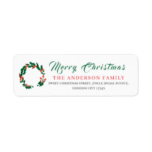 Kerst Bloemig Elegant Eenvoudig Retouradres Etiket