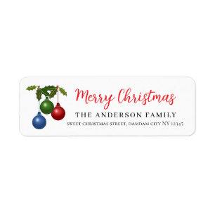 Kerst Bloemig Elegant Eenvoudig Retouradres Etiket