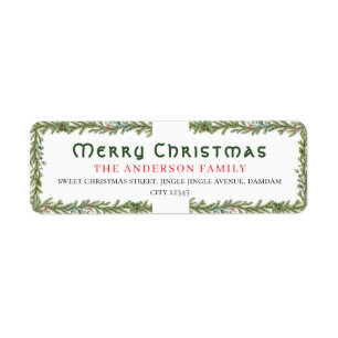 Kerst Bloemig Elegant Eenvoudig Retouradres Etiket