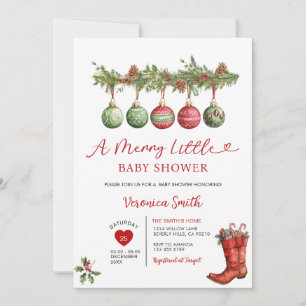 Kerst Bloemige Ballen Baby Shower  Kaart