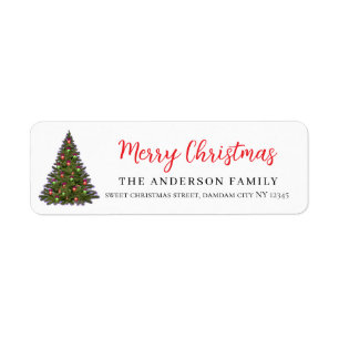 Kerst Bloemige Elegante Eenvoudige Retouradres Etiket