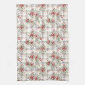 Kerst Bloemige Tartan Plaid | Theedoek (Verticaal)