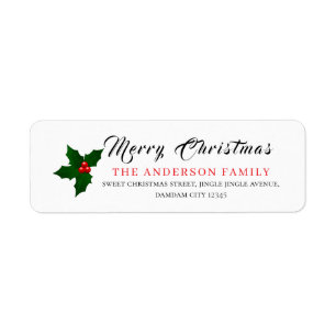 Kerst Bloemrijke Elegante Eenvoudige Retouradres Etiket
