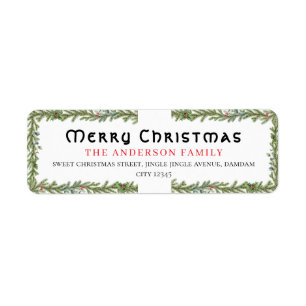 Kerst Bloemrijke Elegante Eenvoudige Retouradres Etiket
