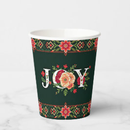 KERST bloemrijke rand JOY Papieren Bekers