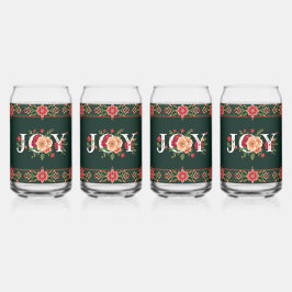 KERST bloemrijke rand met JOY Blikvorm Glas