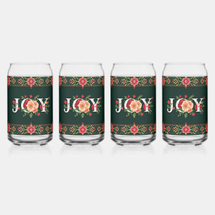 KERST bloemrijke rand met JOY Blikvorm Glas