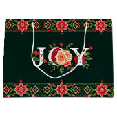 KERST bloemrijke rand met JOY Groot Cadeauzakje (Voorkant)