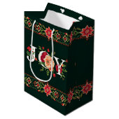 KERST bloemrijke rand met VREUGDE Medium Cadeauzakje (Voorkant Gekanteld)