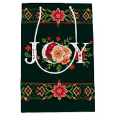 KERST bloemrijke rand met VREUGDE Medium Cadeauzakje (Voorkant)