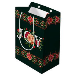 KERST bloemrijke rand met VREUGDE Medium Cadeauzakje