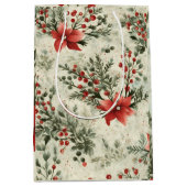 Kerst Bloemschikking Cadeaubagage Medium Cadeauzakje (Voorkant)