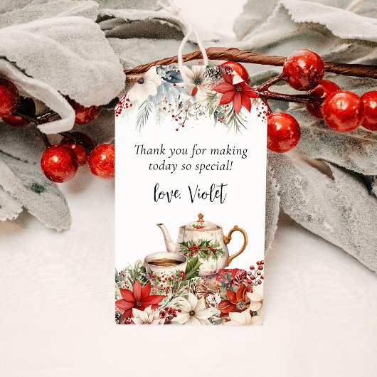 Kerst Bloemstuk Afternoon Tea Party Bedankt Cadeaulabel