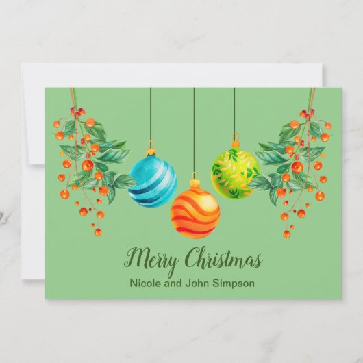 Kerst Bloemstuk en Sieraden Plat Kerstkaart (Voorkant)