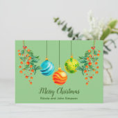Kerst Bloemstuk en Sieraden Plat Kerstkaart (Staand voorkant)