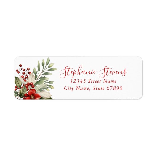 Kerst bloemstuk retouradreslabels etiket (Voorkant)