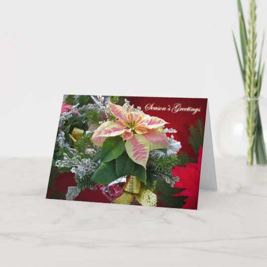 Kerst Bloemstuk Seizoensgroet Kaart (Voorkant)