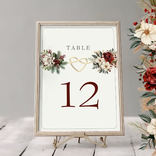 Kerst Bloemstuk Tafel Nummerkaart Kaart