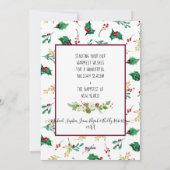 Kerst Bloemstuk Waterverf Rood Groen Goud Foto Feestdagenkaart (Achterkant)