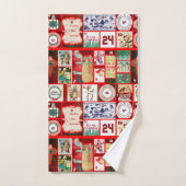 Kerst blok illustratie vierkanten bad handdoek (Handdoek)