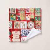 Kerst blok illustratie vierkanten bad handdoek (Wasdoekje)
