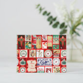 Kerst blok illustratie vierkanten briefkaart (Staand voorkant)