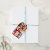 Kerst blok illustratie vierkanten cadeaulabel (Met Touw)