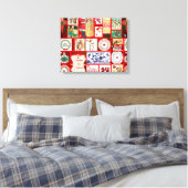 Kerst blok illustratie vierkanten canvas afdruk (Insitu (Slaapkamer))
