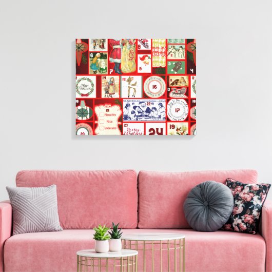 Kerst blok illustratie vierkanten canvas afdruk (Insitu (Woonkamer))
