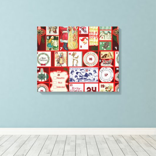 Kerst blok illustratie vierkanten canvas afdruk (Insitu (Houten vloer))