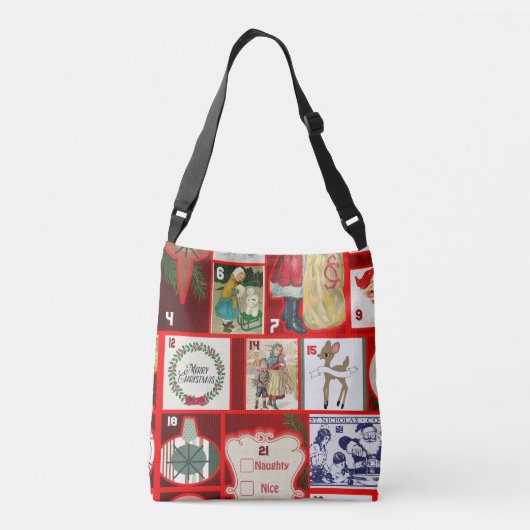 Kerst blok illustratie vierkanten crossbody tas (Achterkant)