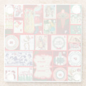 Kerst blok illustratie vierkanten glazen onderzetter (Achterkant)