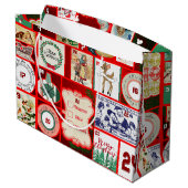 Kerst blok illustratie vierkanten groot cadeauzakje (Achterkant Gekanteld)