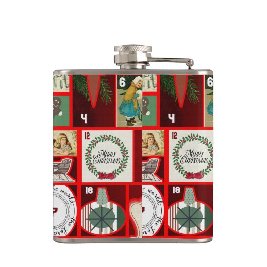 Kerst blok illustratie vierkanten heupfles (Achterkant)