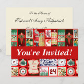 Kerst blok illustratie vierkanten kaart (Voorkant / Achterkant)