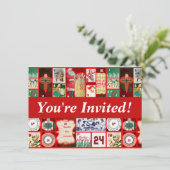 Kerst blok illustratie vierkanten kaart (Staand voorkant)