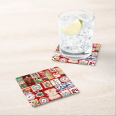 Kerst blok illustratie vierkanten kartonnen onderzetters (Insitu)