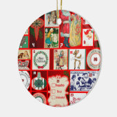 Kerst blok illustratie vierkanten keramisch ornament (Links)