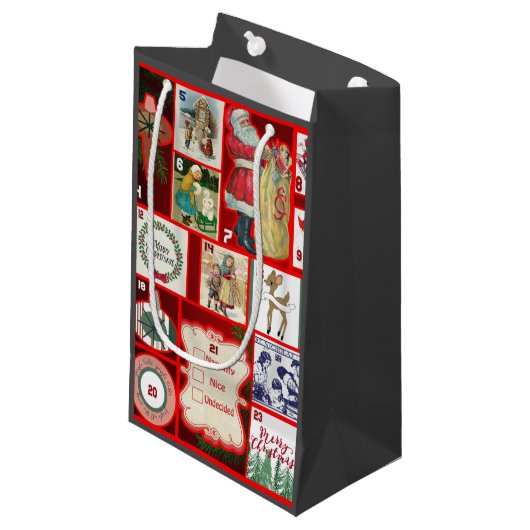 Kerst blok illustratie vierkanten klein cadeauzakje (Voorkant Gekanteld)