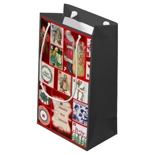 Kerst blok illustratie vierkanten klein cadeauzakje (Achterkant Gekanteld)