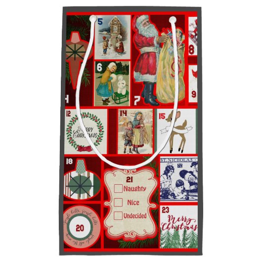 Kerst blok illustratie vierkanten klein cadeauzakje (Voorkant)