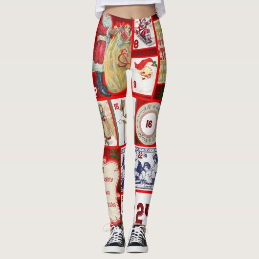 Kerst blok illustratie vierkanten leggings (Voorkant)