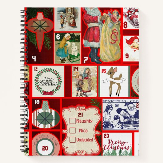 Kerst blok illustratie vierkanten notitieboek (Voorkant)