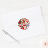 Kerst blok illustratie vierkanten ronde sticker (Envelop)