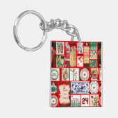 Kerst blok illustratie vierkanten sleutelhanger (Voorkant Links)