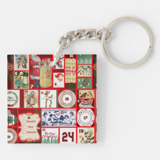 Kerst blok illustratie vierkanten sleutelhanger (Achterkant)