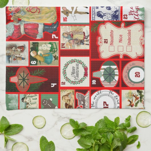 Kerst blok illustratie vierkanten theedoek (Gevouwen)