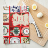 Kerst blok illustratie vierkanten theedoek (Quarter Fold)