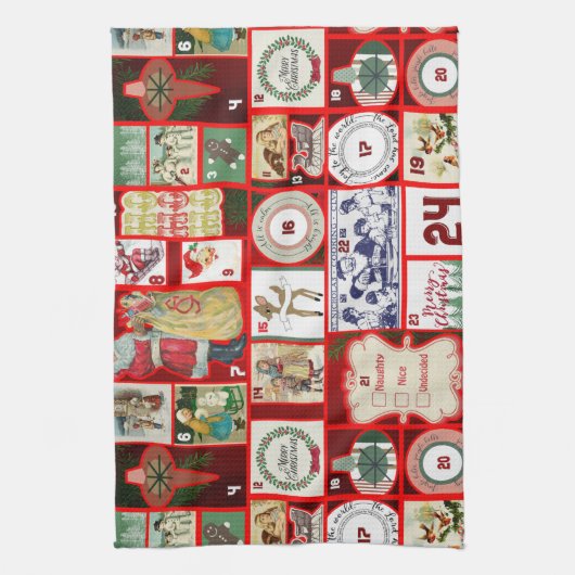 Kerst blok illustratie vierkanten theedoek (Verticaal)