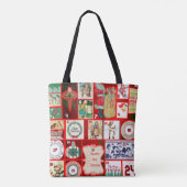 Kerst blok illustratie vierkanten tote bag (Achterkant)